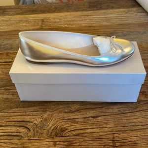 Jcrew classic ballet flat metallic silver NWT